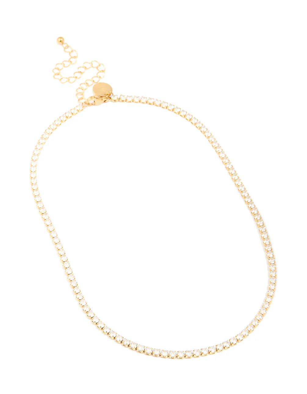 Waterproof Gold Plated Stainless Steel Cubic Zirconia Tennis Necklace