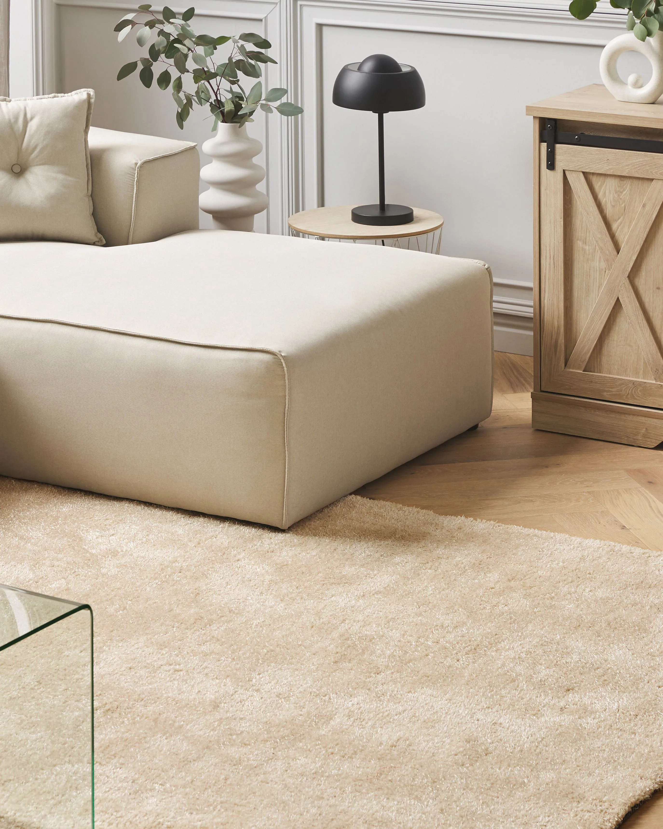 Shaggy Rug DEMRE Beige 160 x 230 cm