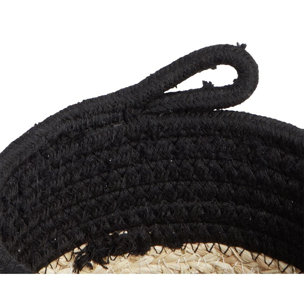 Panière naturelle jacinthe d'eau coton beige et noir Ø15xH12cm