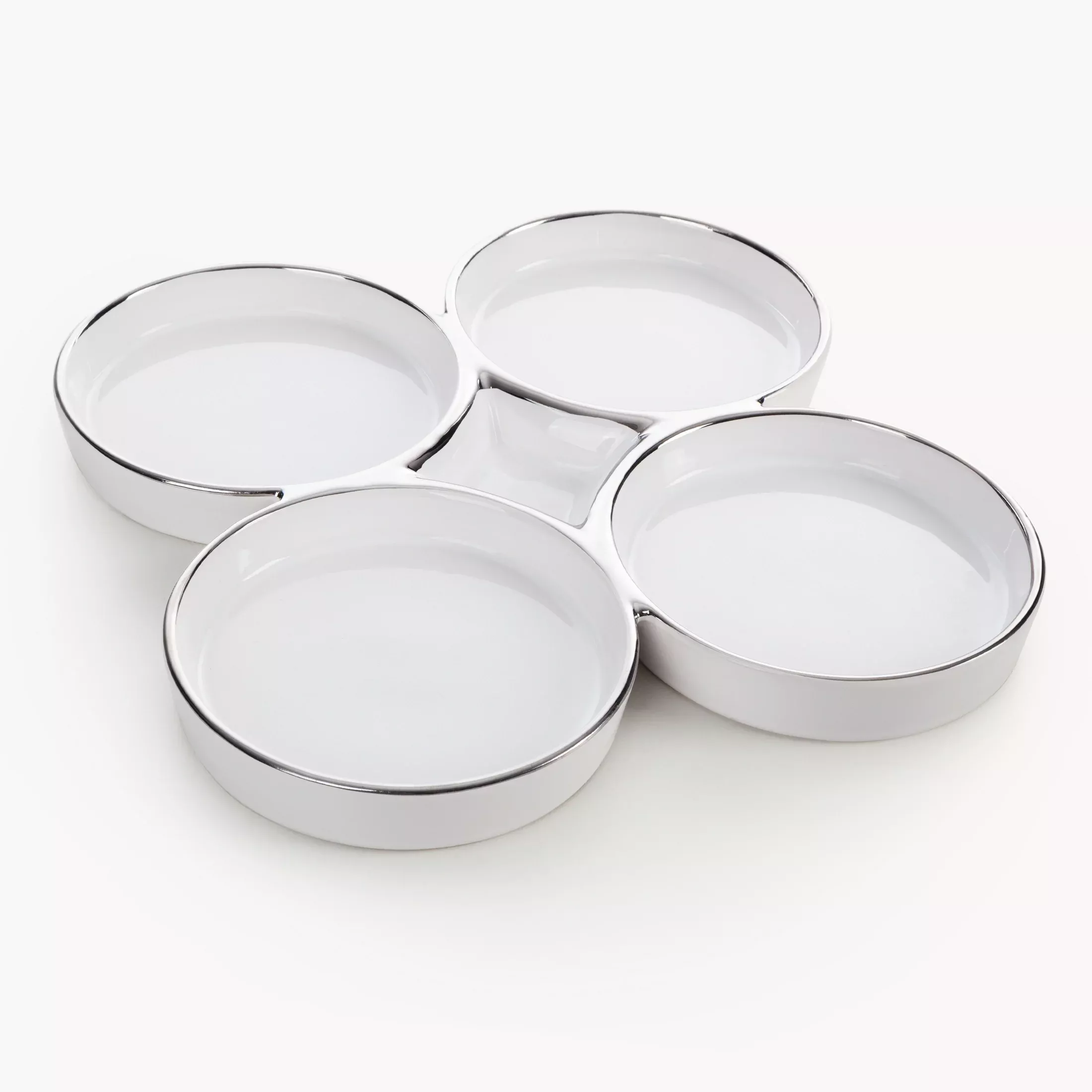 Patera ceramiczna dekoracyjna biało-srebrna minimalistyczna 25x25x6 cm MABEL 01