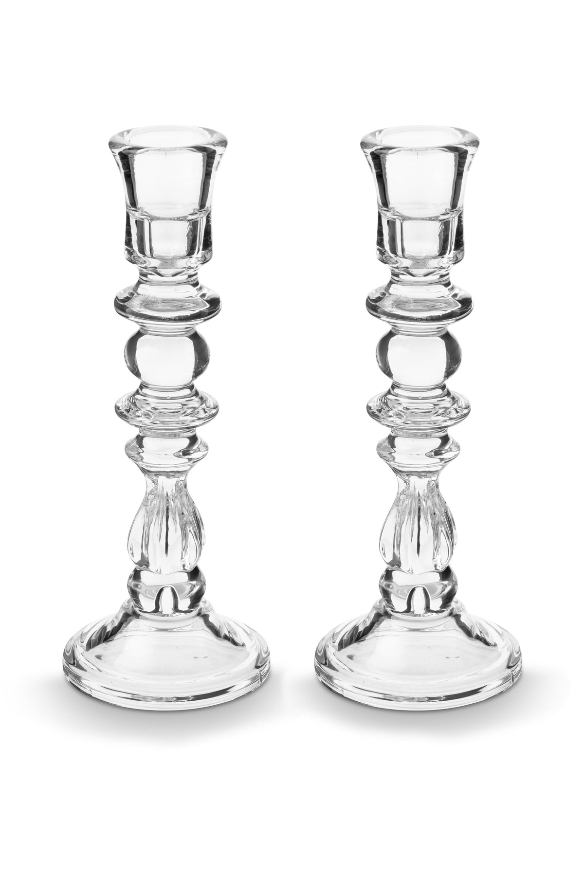 vtwonen Kandelaar - Set van 2 - Glas - Transparant - 10x26cm
