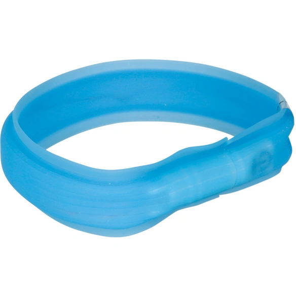 Halsband, Flash Leuchtband USB, M–L: 50 cm/30 mm, Silikon, Blau