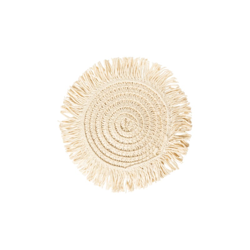 Onderzetters franje zand - set van 4 - &Oslash;10 cm