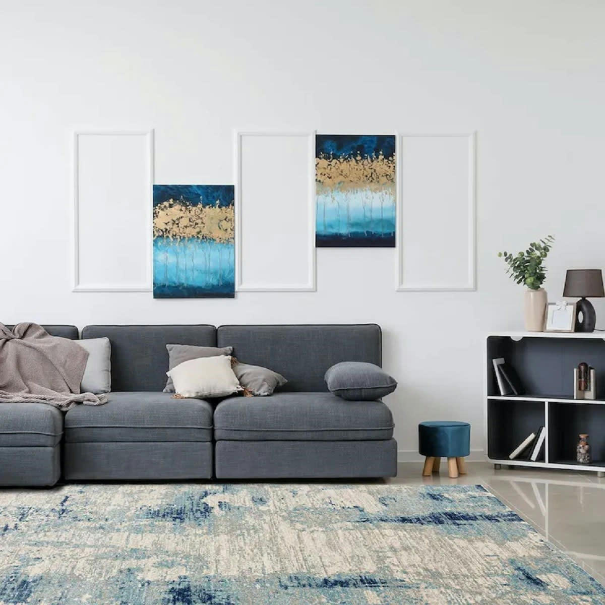 REGGIE - Tapis de salon en polypropylène bleu 200x290 cm