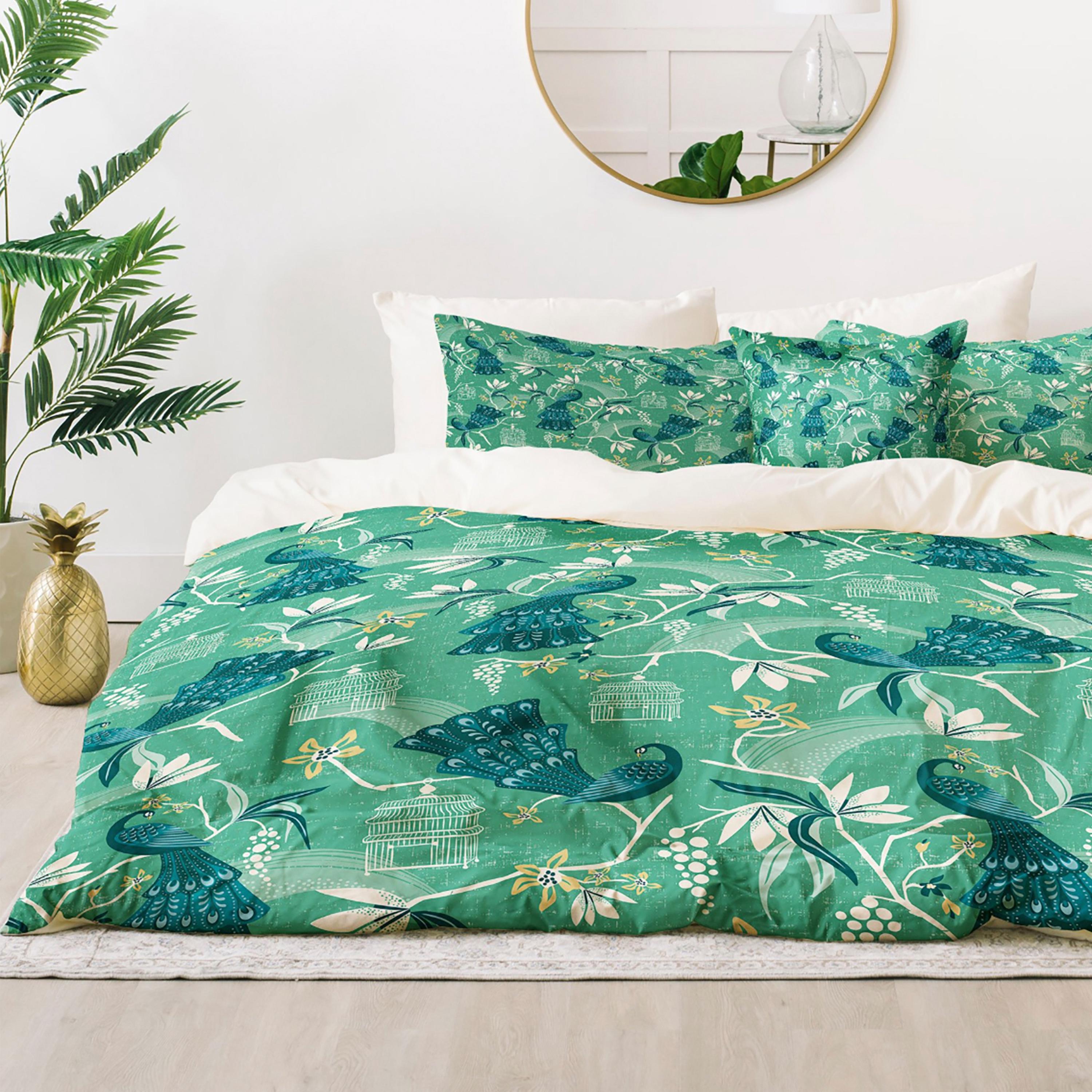 Peacock Boho Comforter | Green Cottagecore Bedding