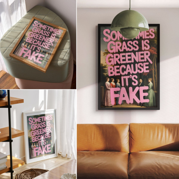 Plakaty na ścianę A4 Różowy napis las postacie projektu Loony