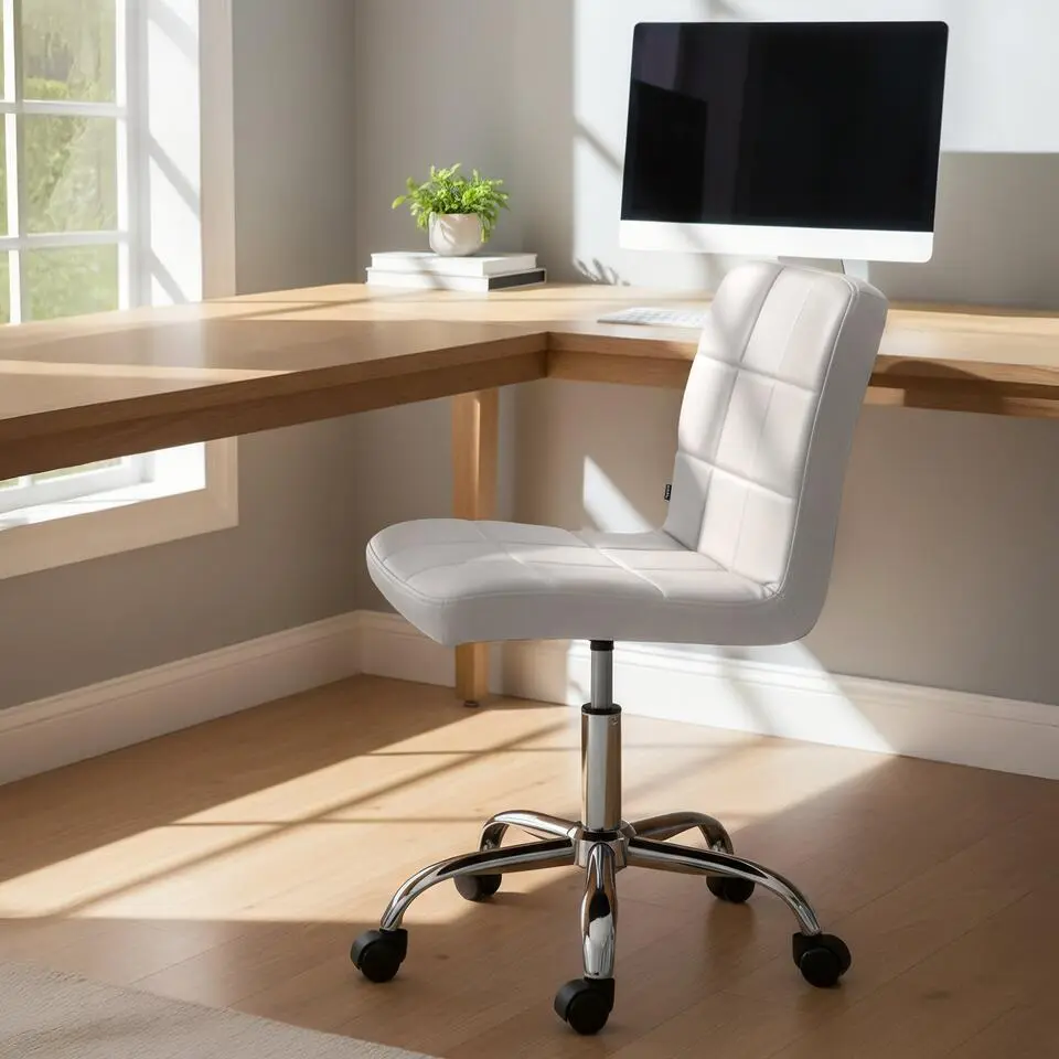 CLP Bureaustoel Darfield chroom Frame - Kunstleer - wit