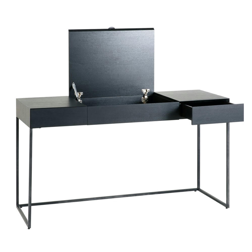Opal - Bureau 2 tiroirs en métal noir