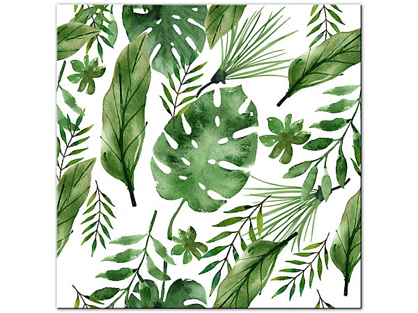 DECLINA, Tableau toile imprimée Vintage, Tableau toile décoration salon fleurs tropicales, 100x100 cm