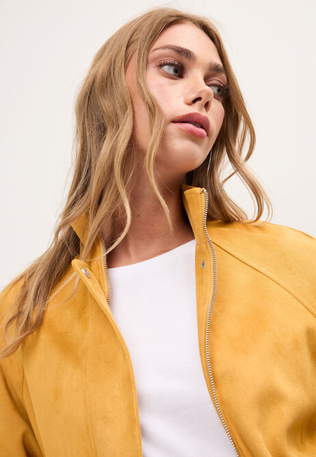 Womens Mustard Faux Suede Jacket