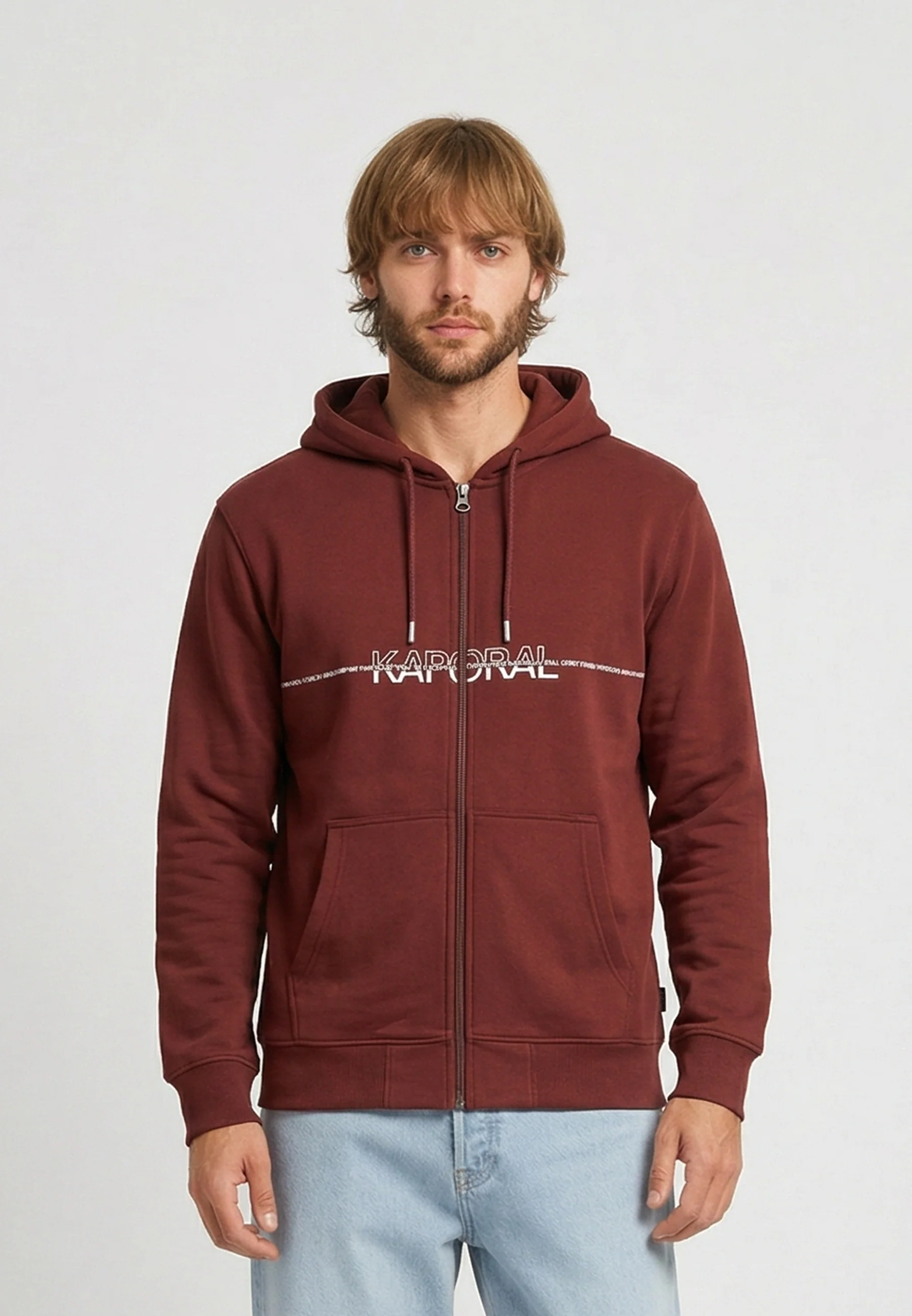 Sweatshirt regular rouge bordeaux coton polyester ROLAN