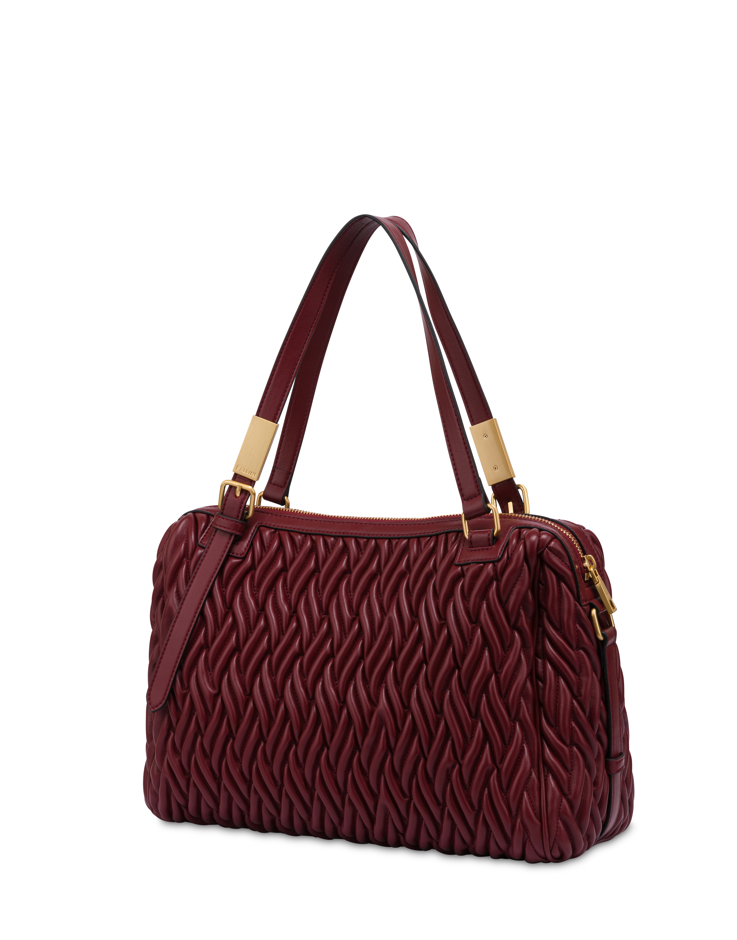 Borsa A Spalla Alba In Quilted Pu E Soft Pu Burgundy/burgundy