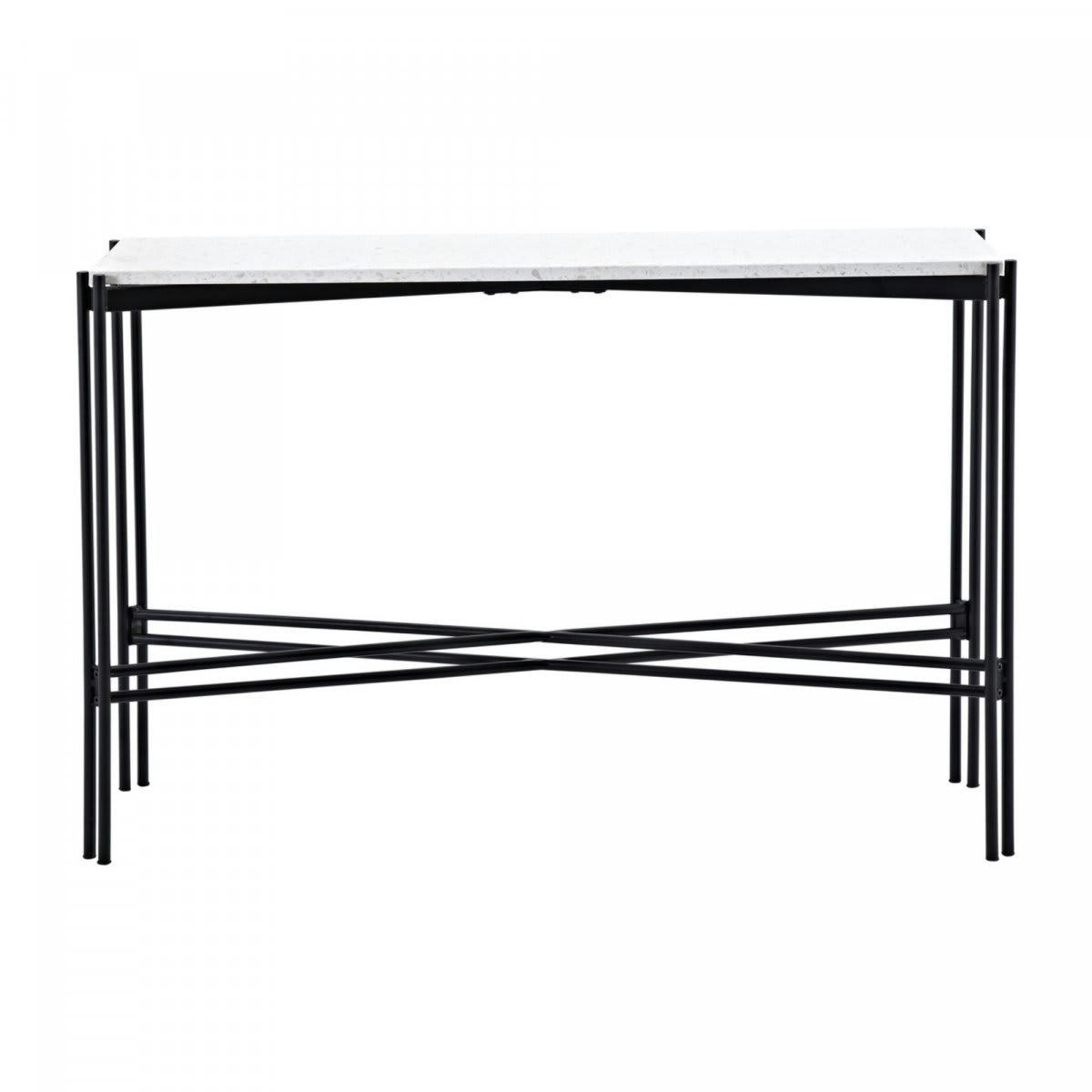 PAXIA - Console en terrazzo blanc et métal noir