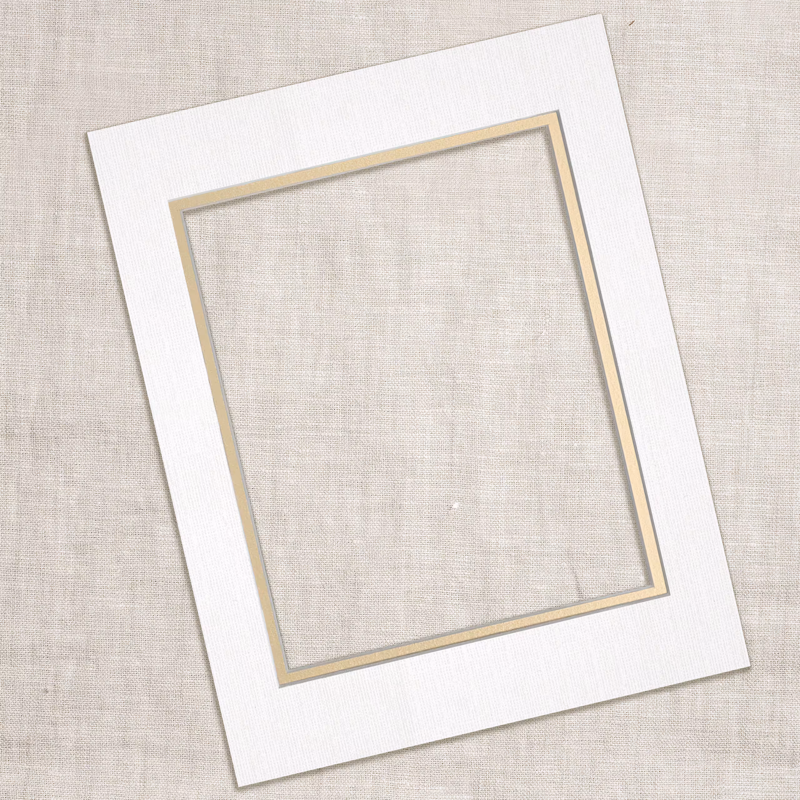Premium Custom Double Mats for Fine Art Prints - White Linen & Antique Gold - 8