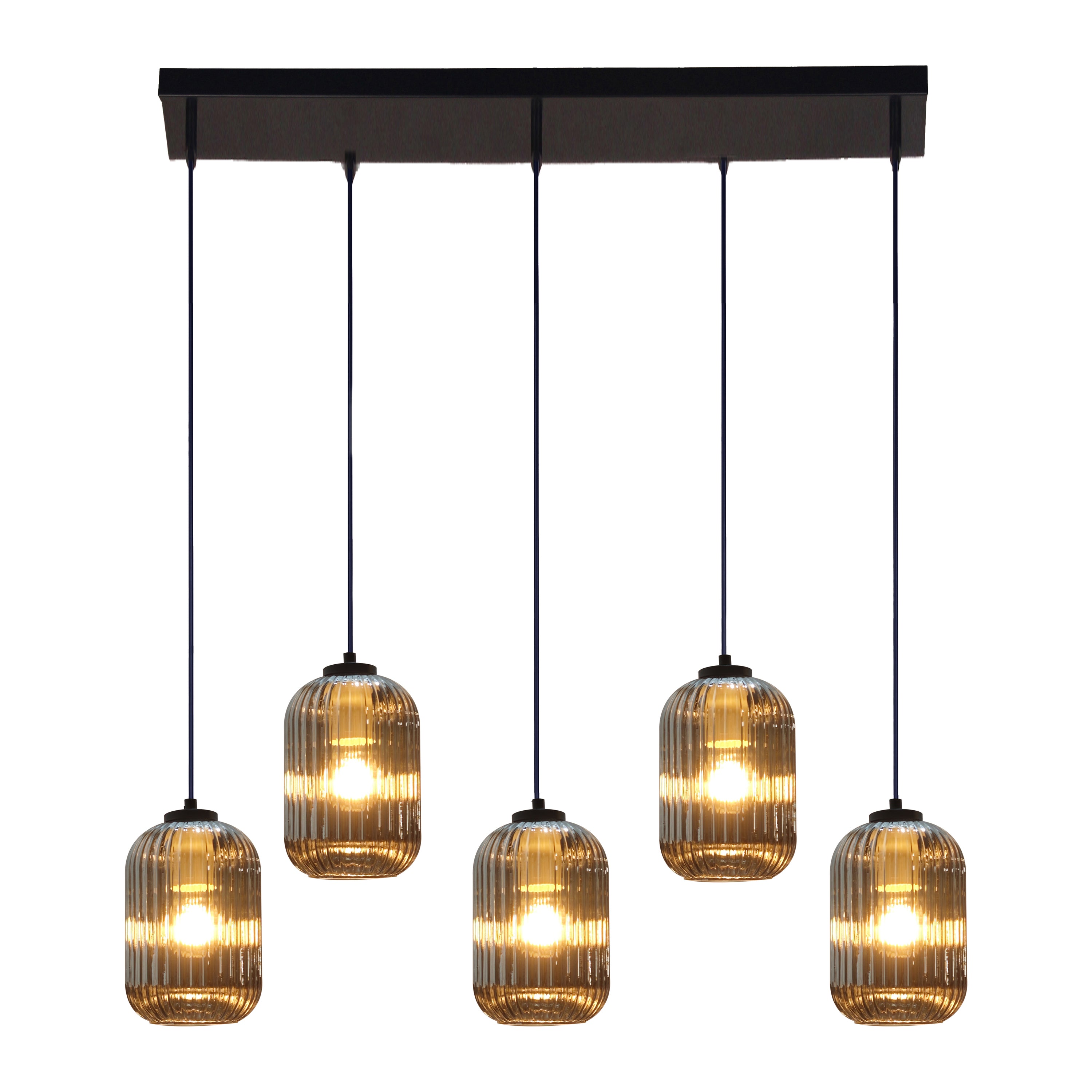 Blokker Ribba Hanglamp - 5 Lichts - Smokey Glas