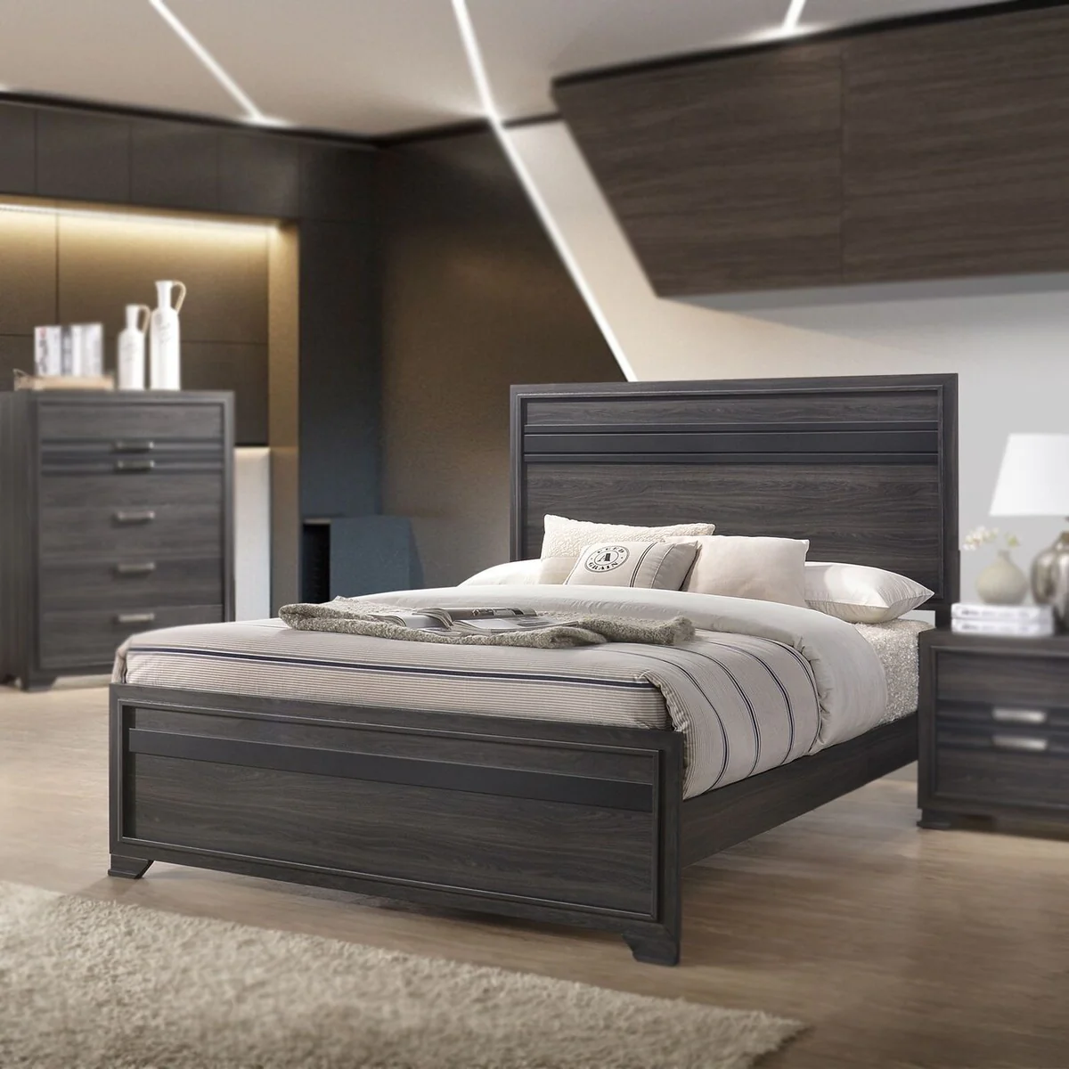 Rustic Gray Grain King 4 Piece Set