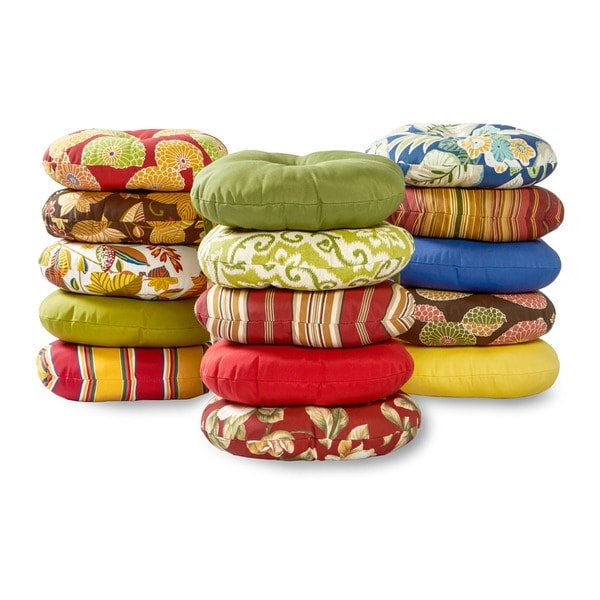 Driftwood Round Outdoor Yellow Bistro Chair Cushions (Set of 2) - 15w x 15l