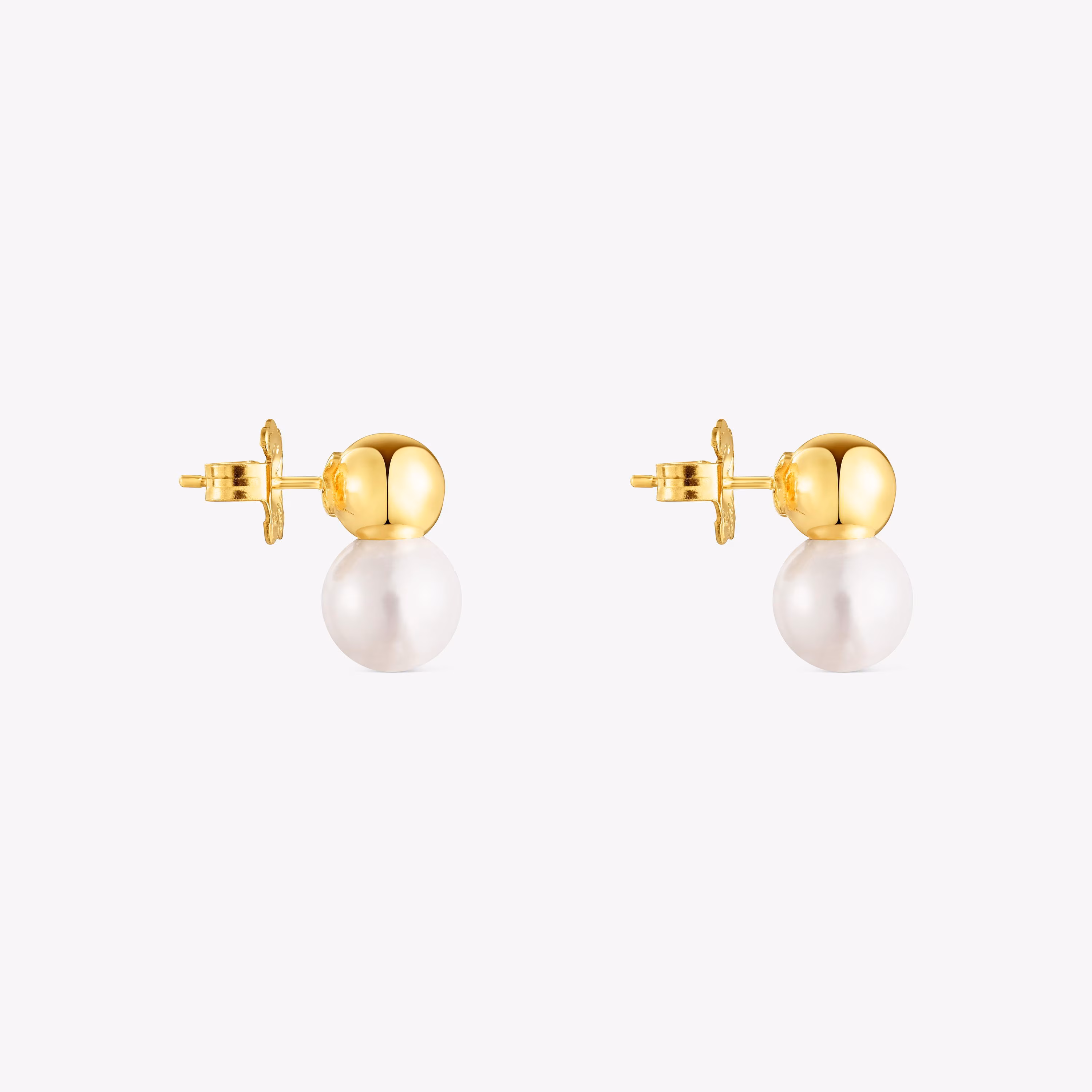 Pendientes con baño de oro 18 kt sobre plata y perla grande Gloss