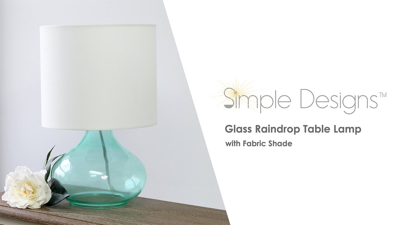 All The Rages Glass Raindrop Table Lamp with Fabric Shade