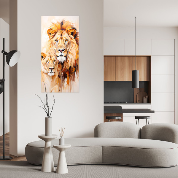 Plakat samoprzylepny do salonu Feeby Lwy Para Zwierzęta Natura 40x80