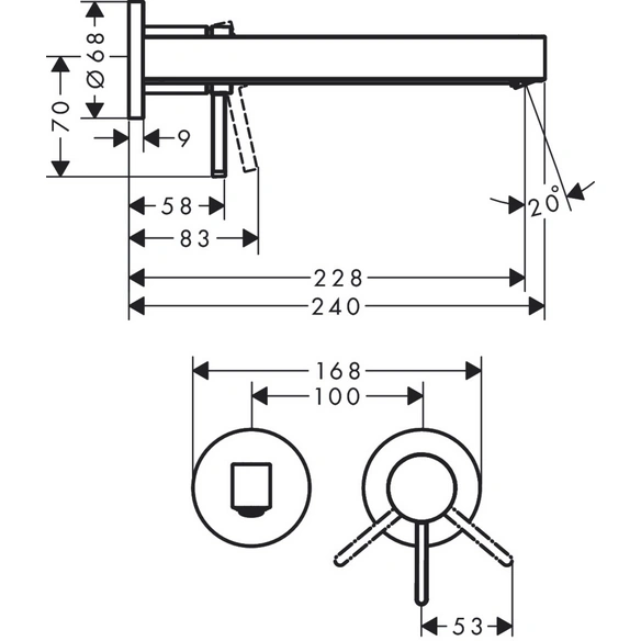 Armatur »Finoris«, mit Festauslauf, Ausladung: 228 mm, rund