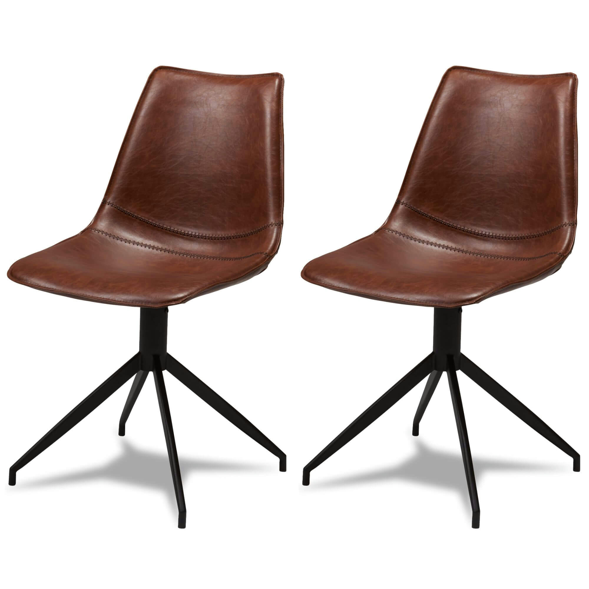 ISABEL - Lot de 2 chaises en simili marron clair