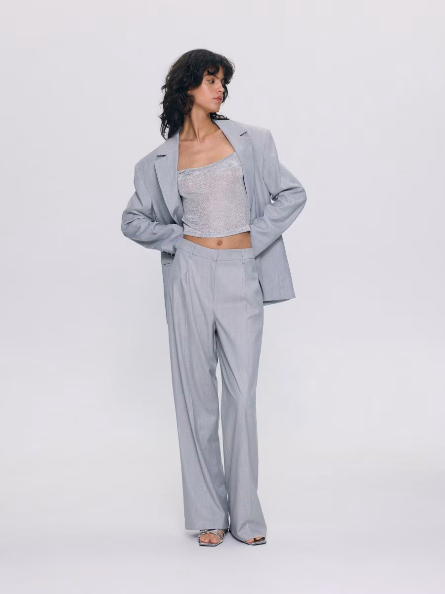 Pressed Crease Viscose Blend Trousers