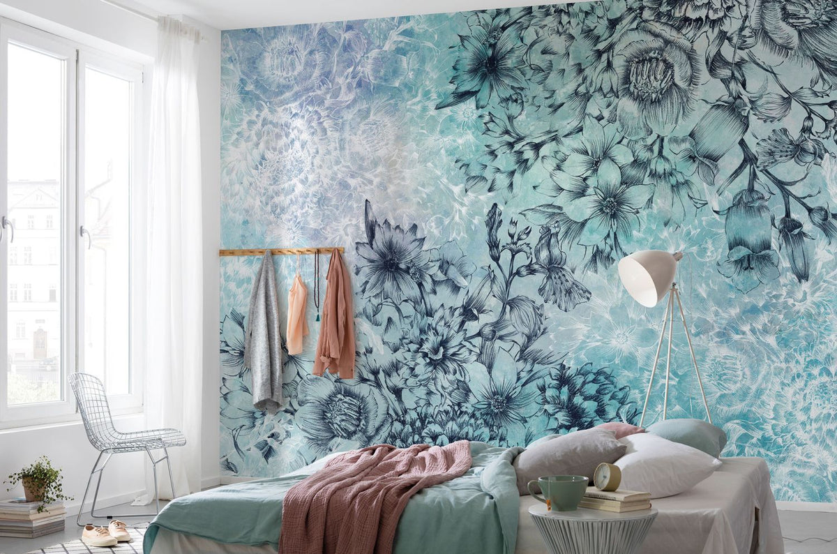 Sanders & Sanders fotobehang bloemen blauw - 368 x 248 cm - 612330