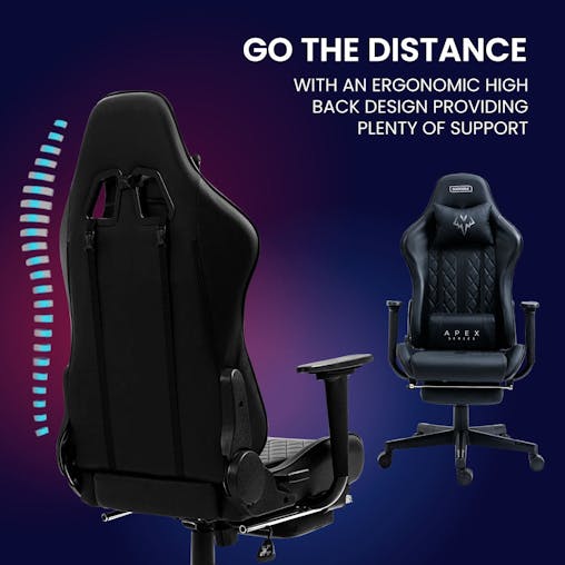 NNEMB Apex Series Reclining Gaming Ergonomic Office Chair with Footrest-Black