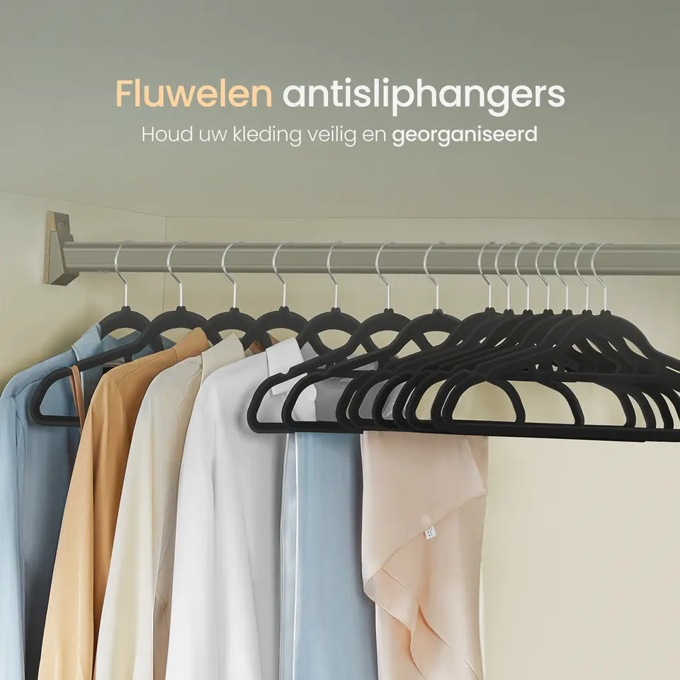 O'DADDY Fluwelen Kleerhangers - 40 Stuks - Antislip - Zwart