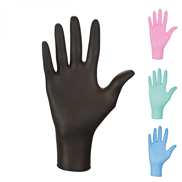 Lot de 5 boites de 100 gants en nitrile jetables - non poudrés - Taille S - Noir - Vivezen