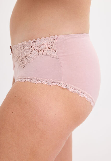 Womens 3pk Pink Lace Trim Short Briefs