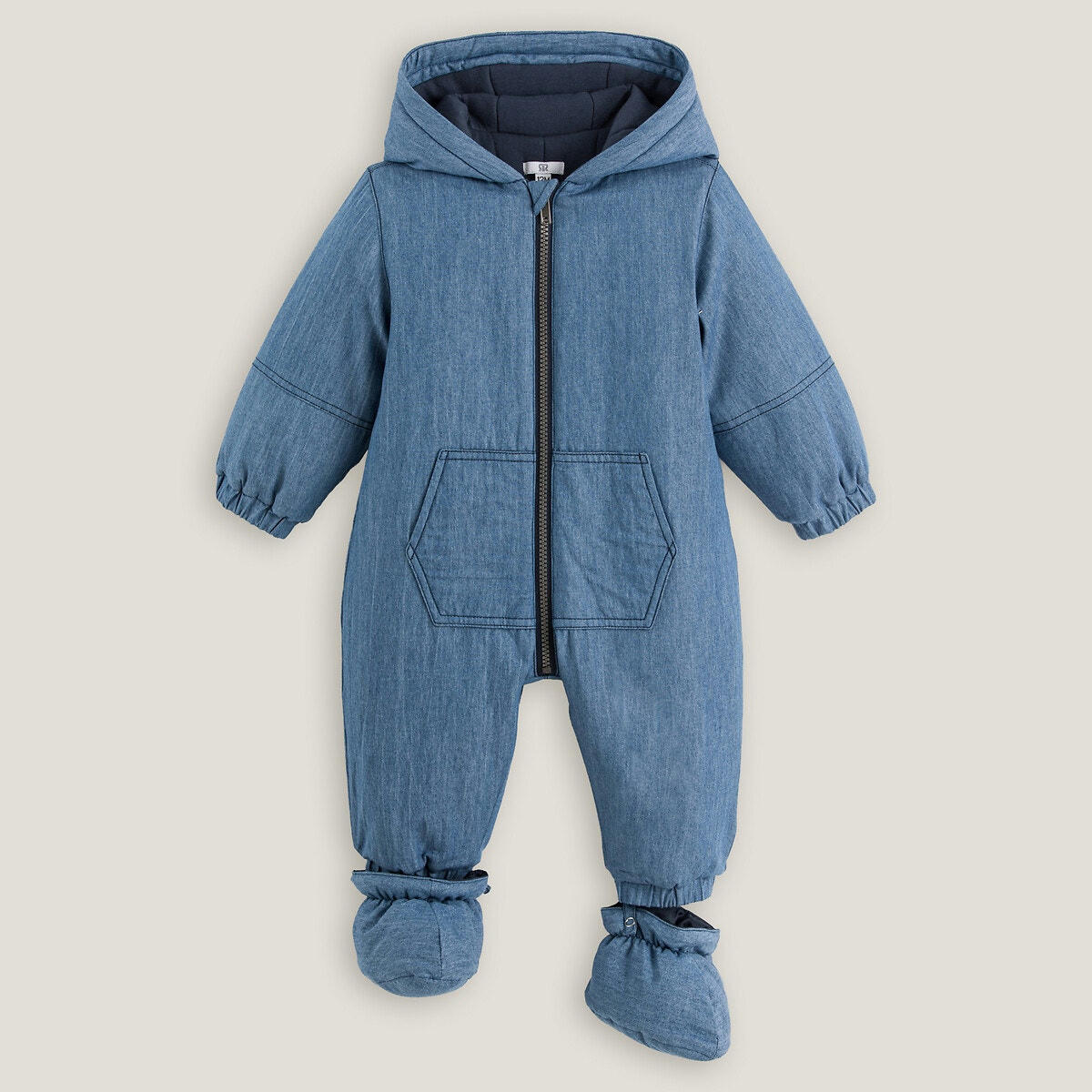 Combipilote à capuche en denim light