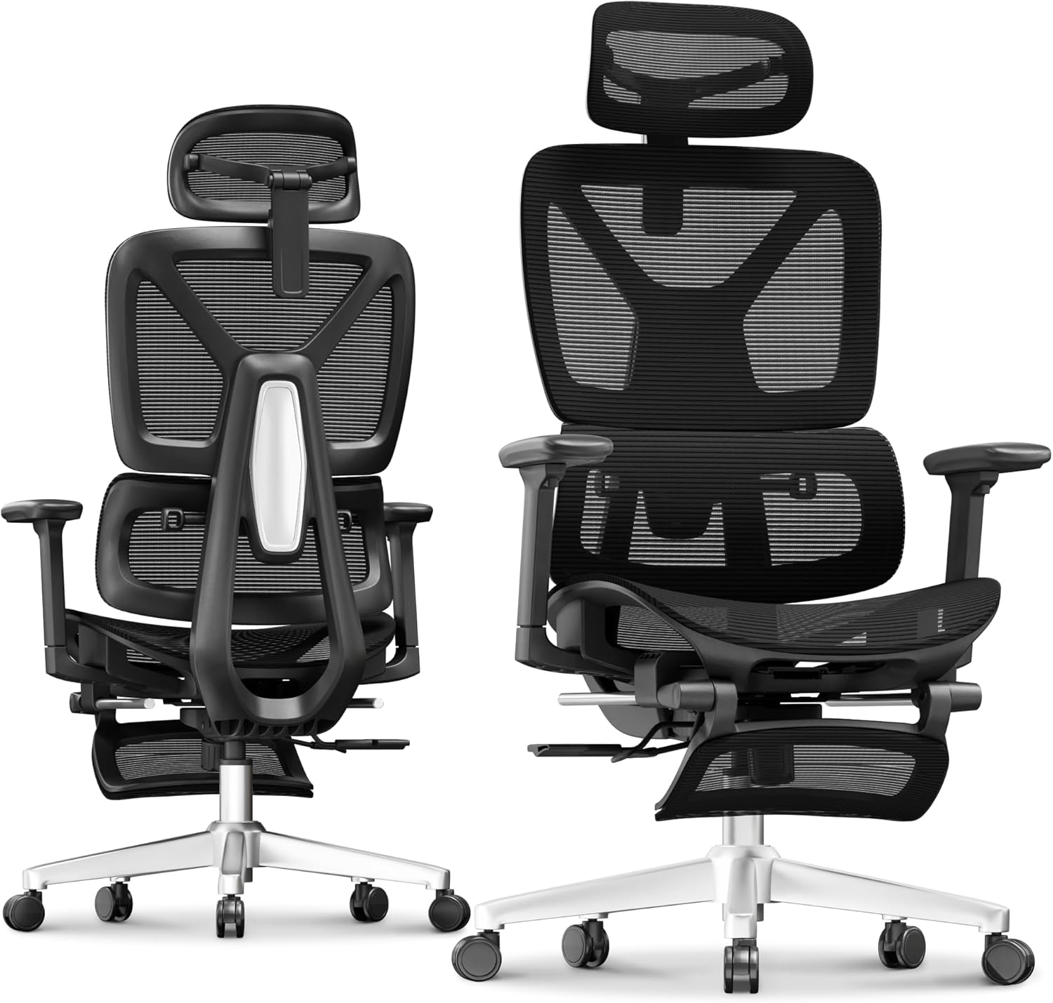 FLEXISPOT ErgoX Premium Ergonomic Office Chair with Footrest- Adjustable 3D Armrests, Dynamic Lumbar Support, Recline & Tilt Function, Mesh Seat, for Home & Office Use,Black