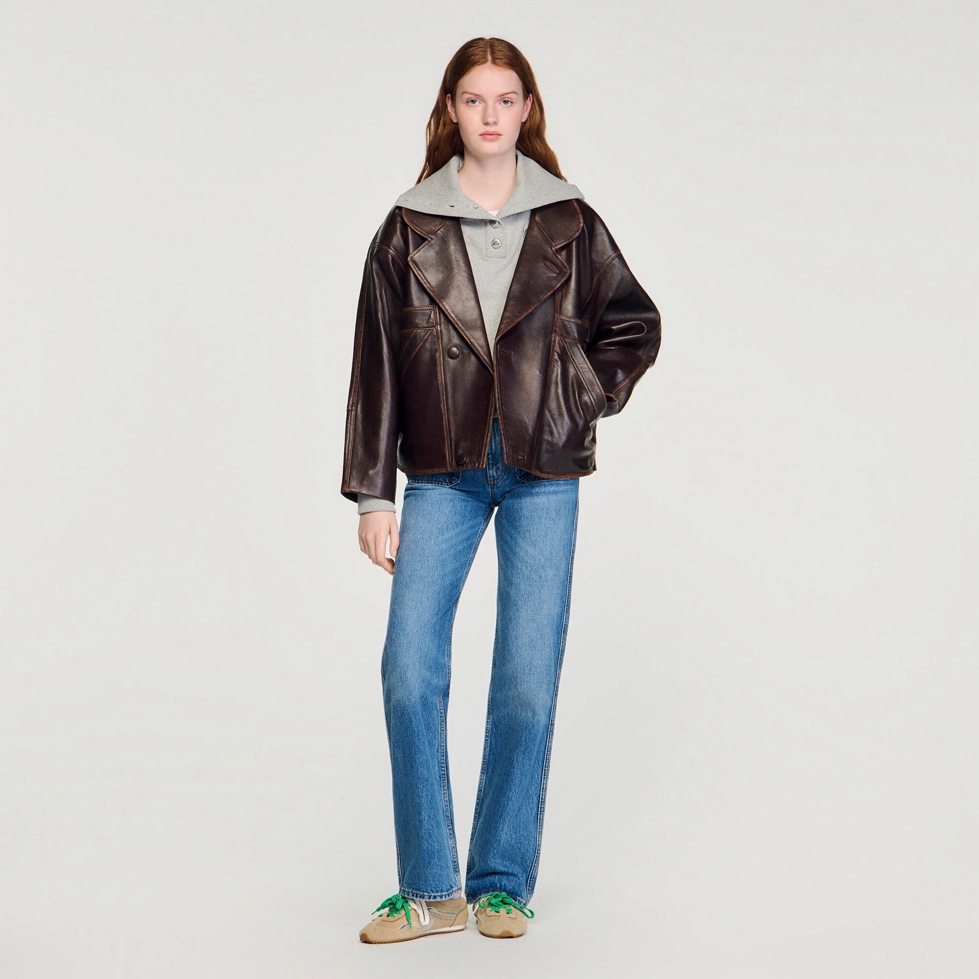 Blouson en cuir oversize
