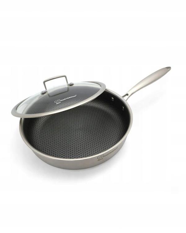 Patelnia Stalowa Masterpan Z Pokrywką 26 Cm - Premium Jakość Indukcja