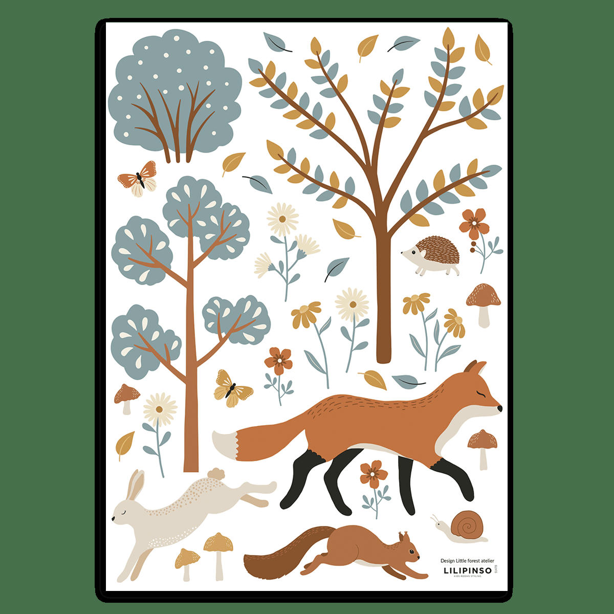 JÖRO - Stickers muraux forêt, renard, animaux en vinyle mat multicolore