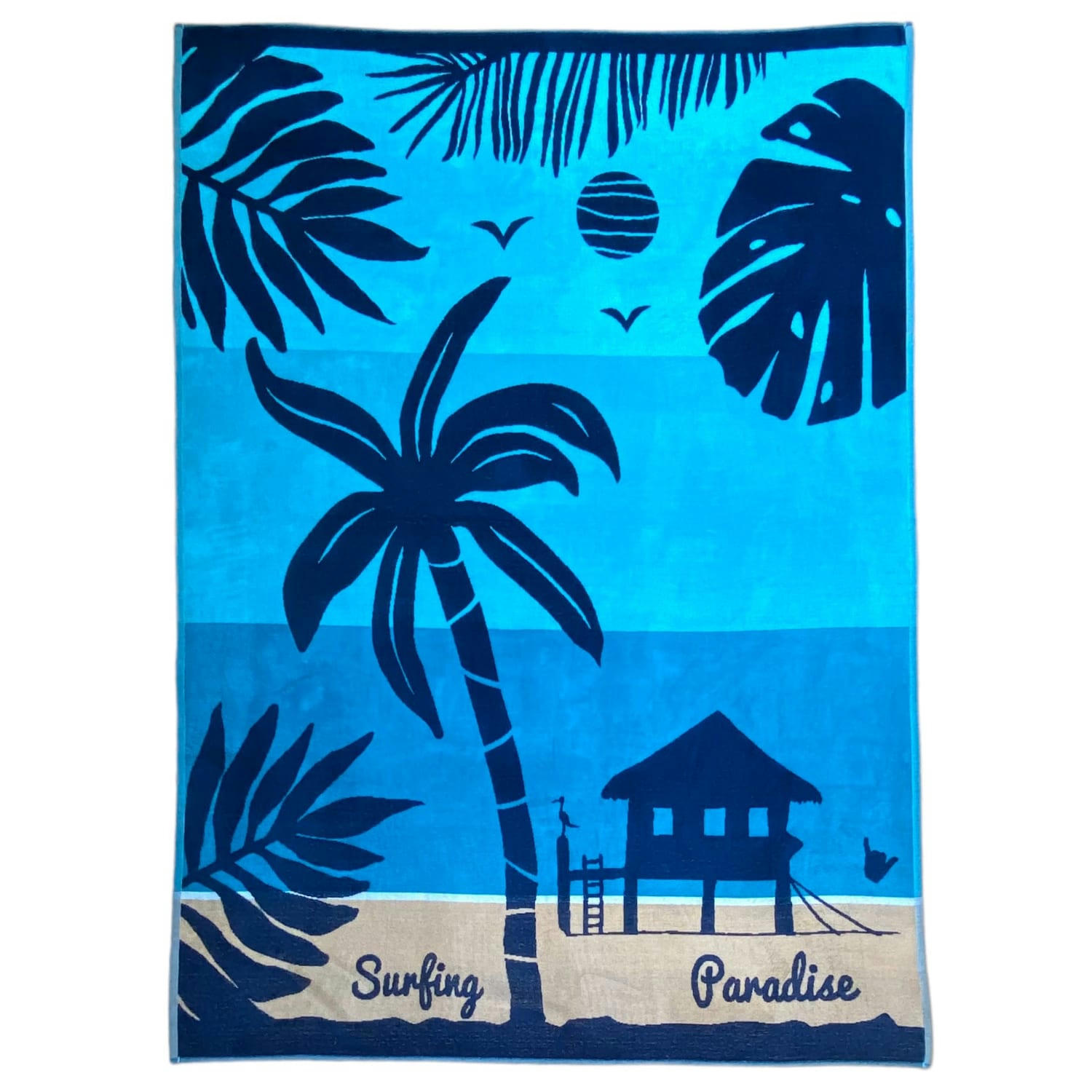 PLAGE - Serviette de plage éponge velours Jacquard Harrington 140x180 400g/m²