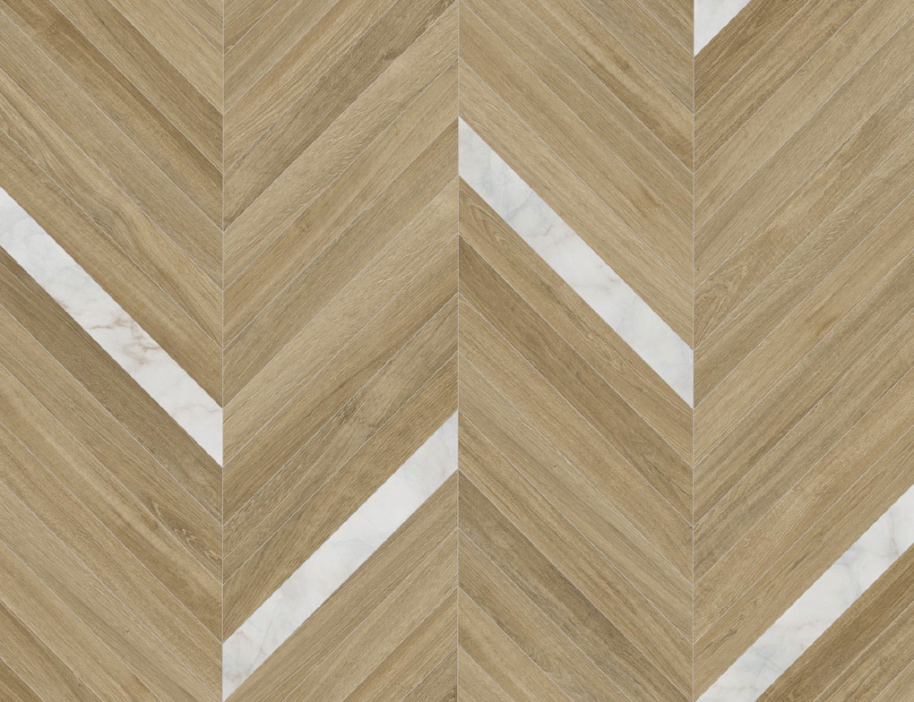 PVC Helios Wood Fischgrät Beige, Marmor