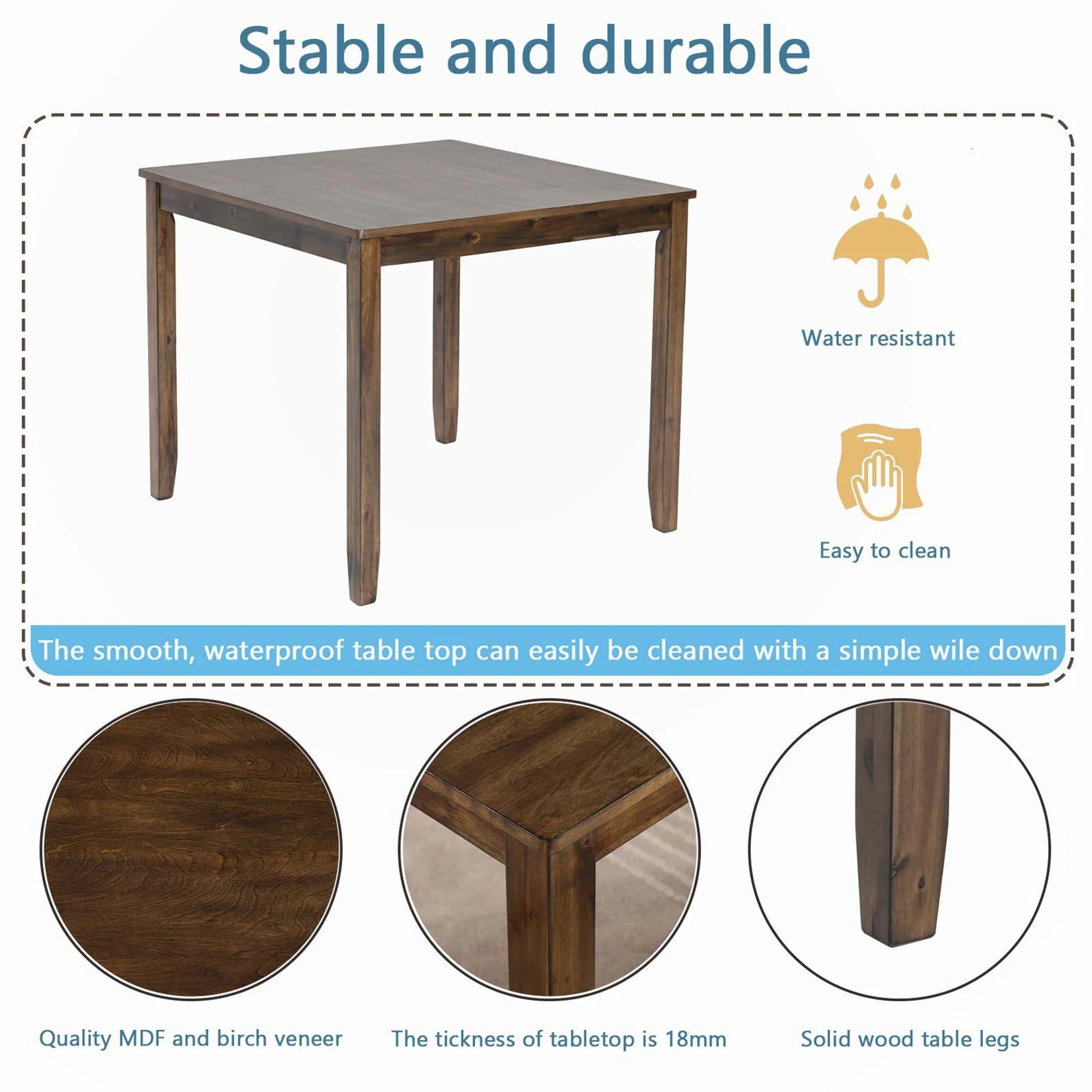 Wooden Dining Square Table,Only The Table