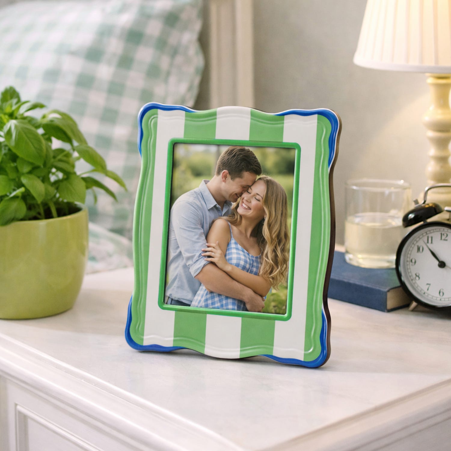 Portafoto 13x18 cm Summer legno verde bordo blu