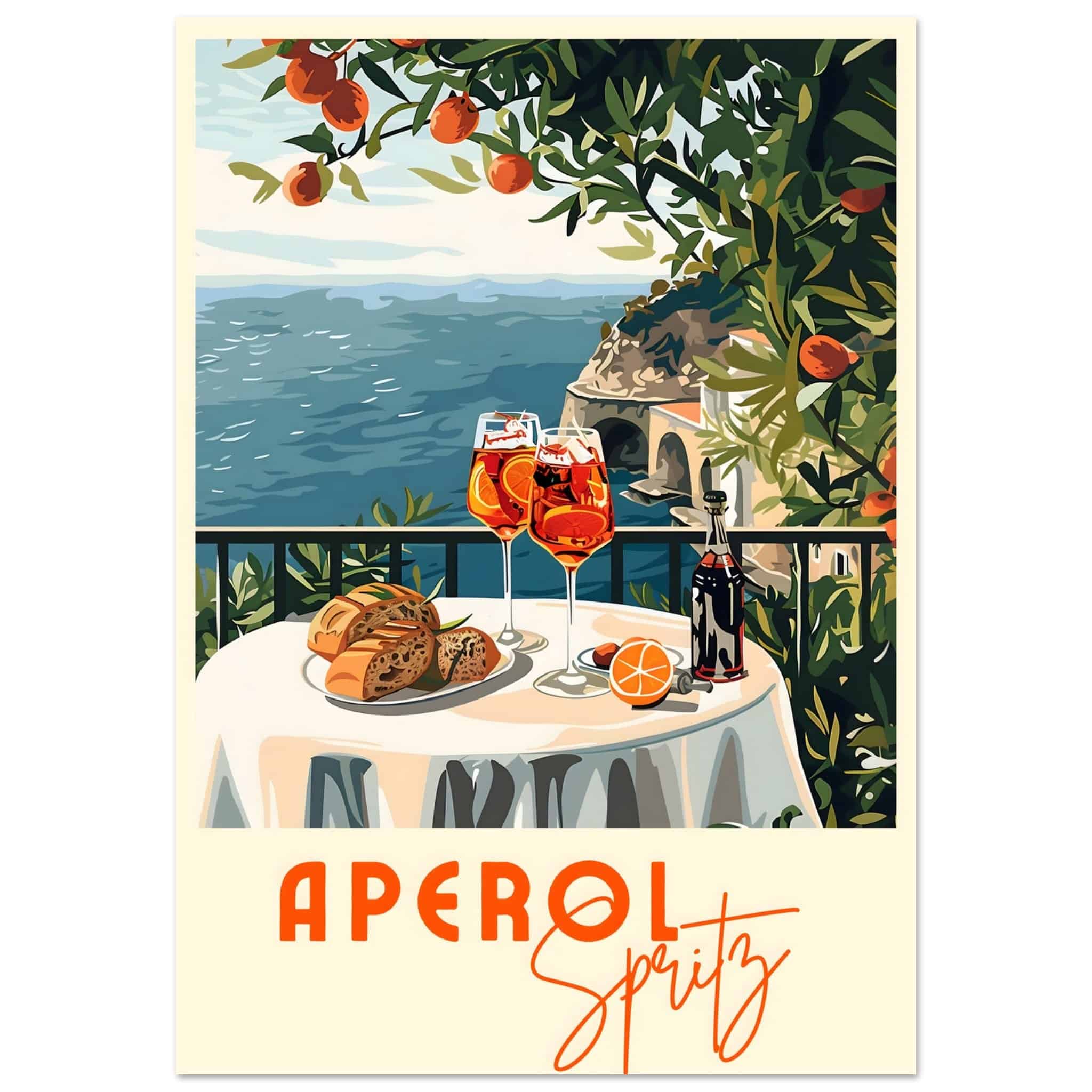 Artfulprints Poster Aperol Spritz - Cocktail with a view  - 70x100 cm - Meerkleurig