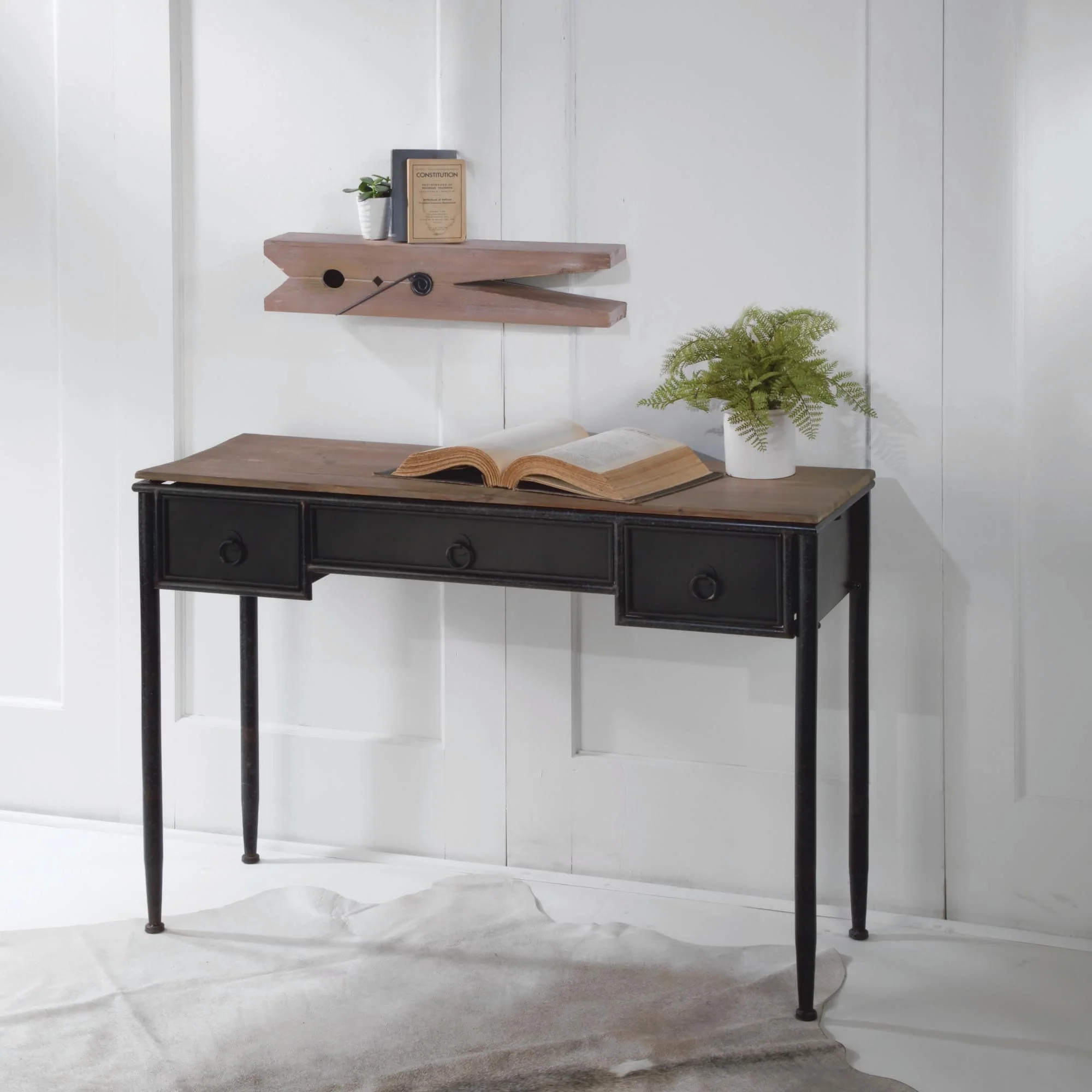 Wooden Clothespin Shelf