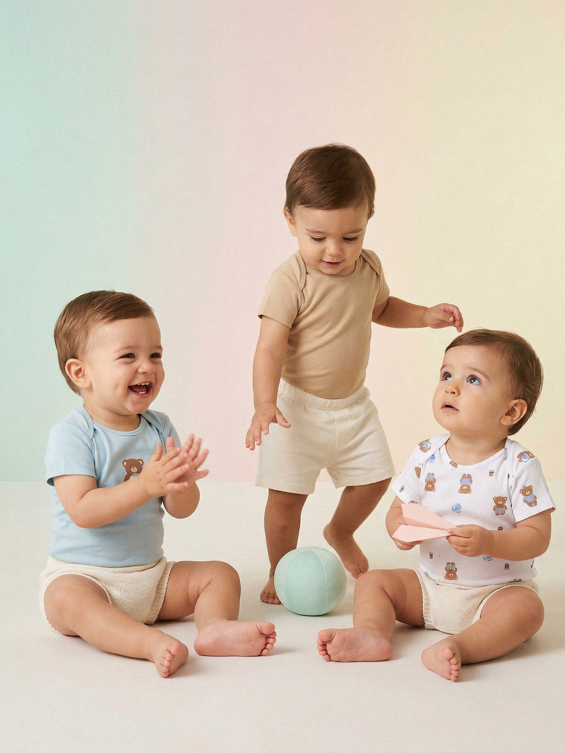 Bawełniane body z nadrukiem misiów 3 pack
