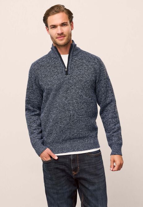 Mens Blue Sherpa Quarter Zip Jumper