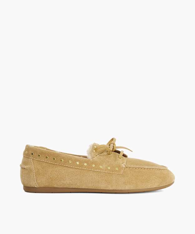 Gracefull Sand - Studded Faux Fur Lined Moccasins