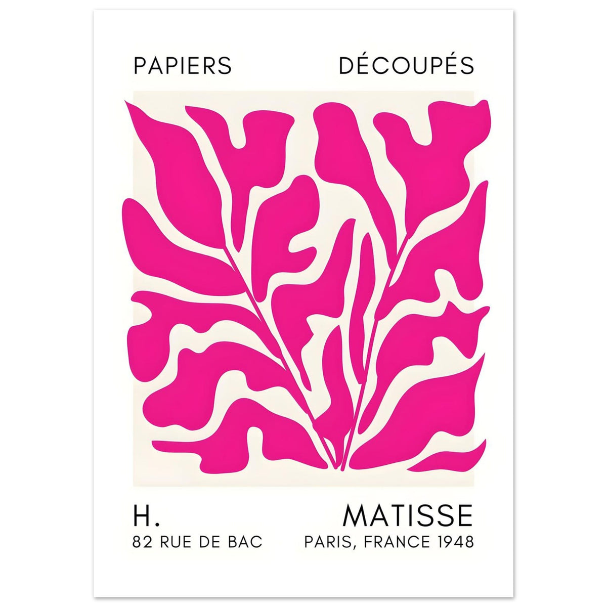 Artfulprints Poster Matisse – Seabed shapes pink  - A4 21x29.7 cm - Roze