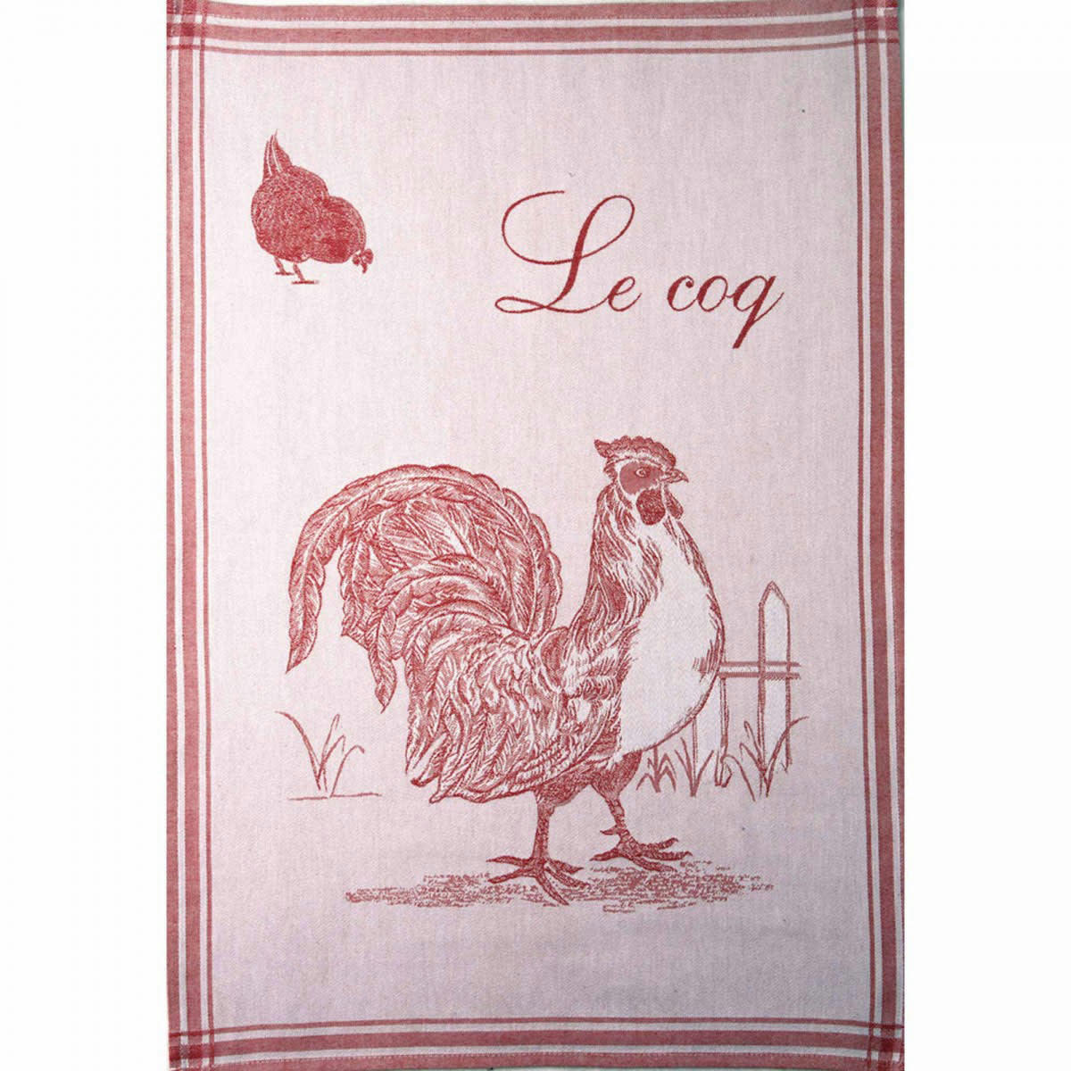 LE COQ - Torchon en coton rouge 50x75