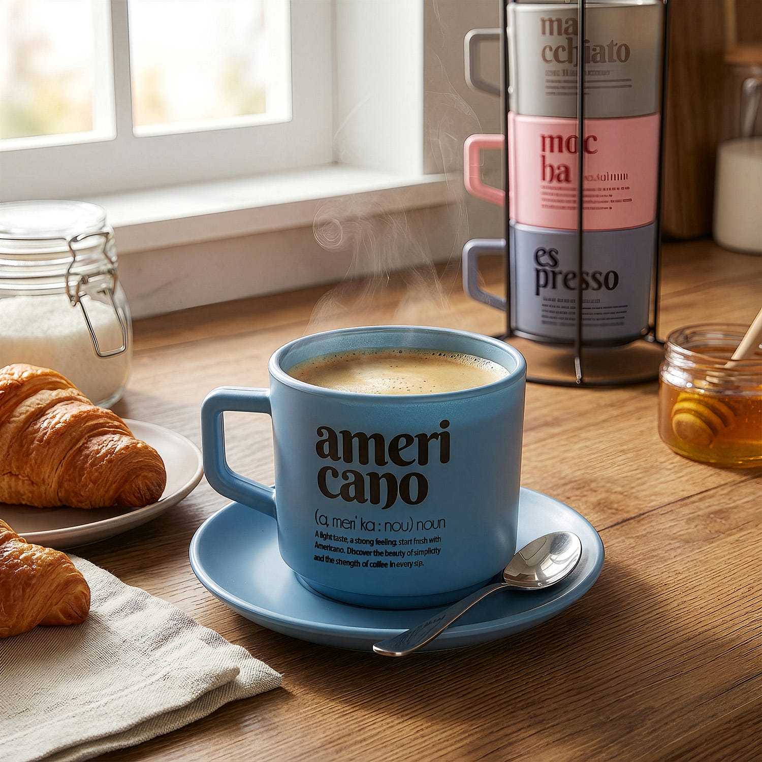 Set 4 tazzine caffè in vetro con stand Glassy