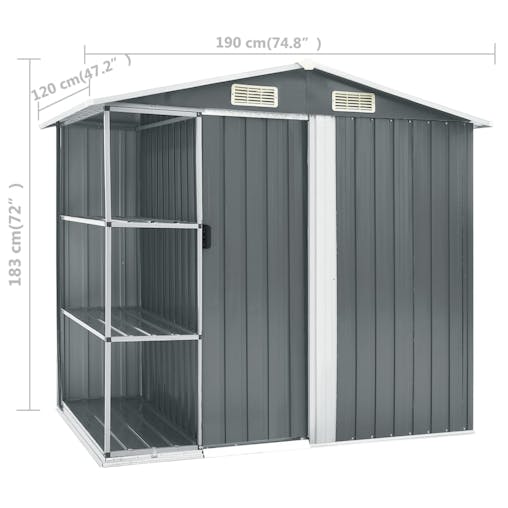 NNEVL Garden Shed with Rack Grey 205x130x183 cm Iron